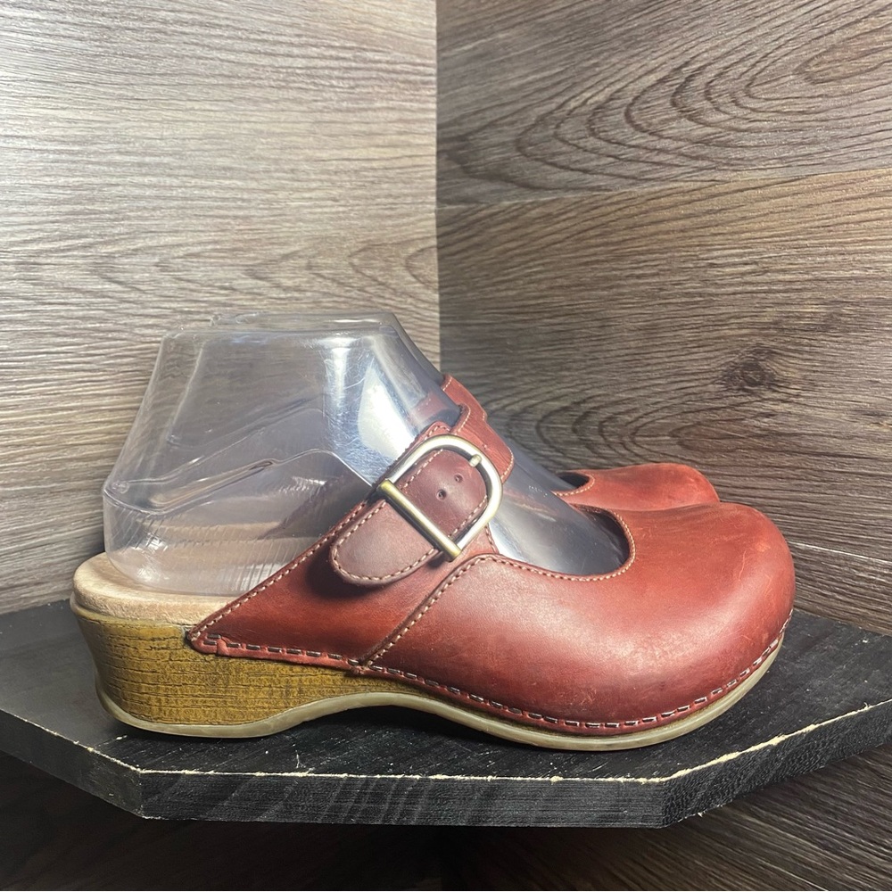 Dansko Red Brown Mary Jane Clog
